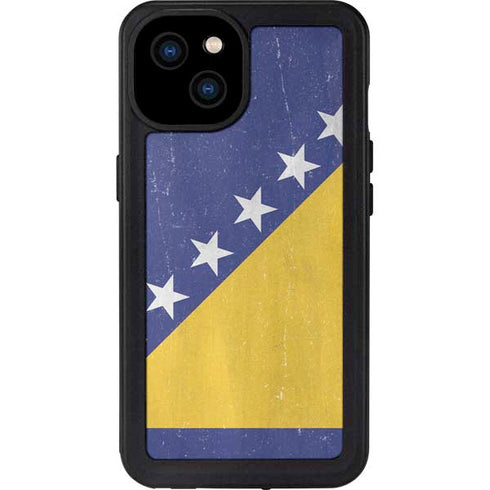 Bosnia and Herzegovina Flag Distressed iPhone 15 Plus Waterproof Case